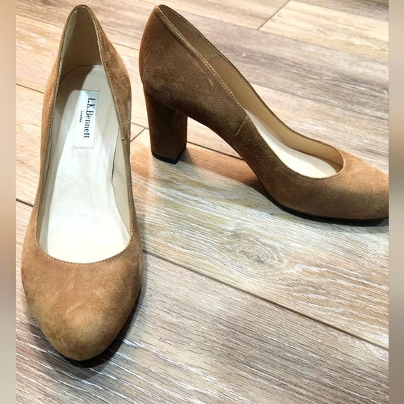 LK Bennett Tan Suede Heels Size 37.5 - Picture 1 of 8